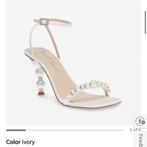 Betsey Johnson Pearl-Embellished White Heels